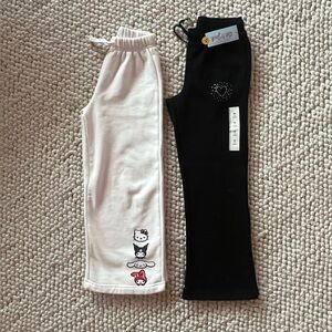 Zara hello kitty White sweat pants and C&J black sweatpants